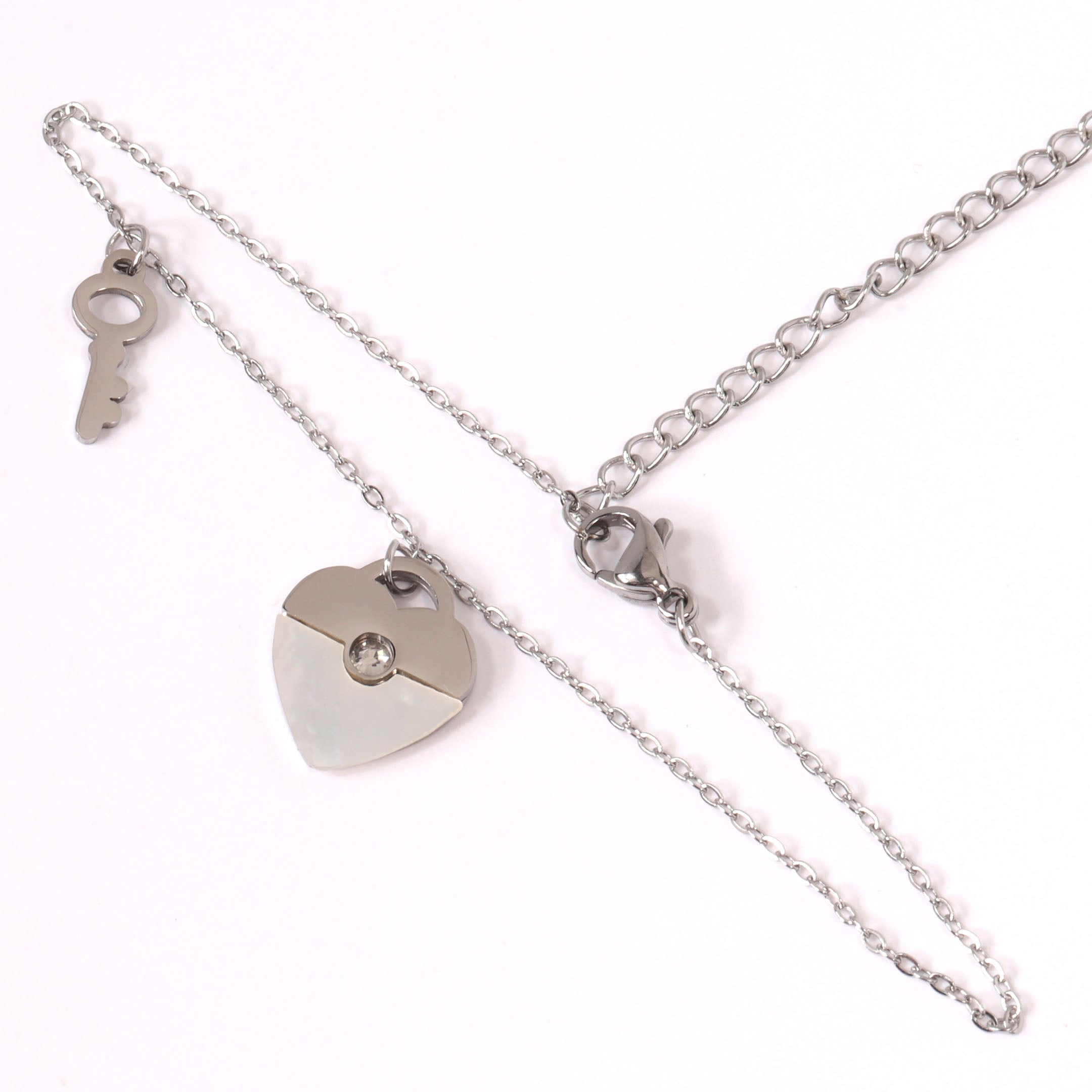 Heart & Key Charm Chain Bracelet