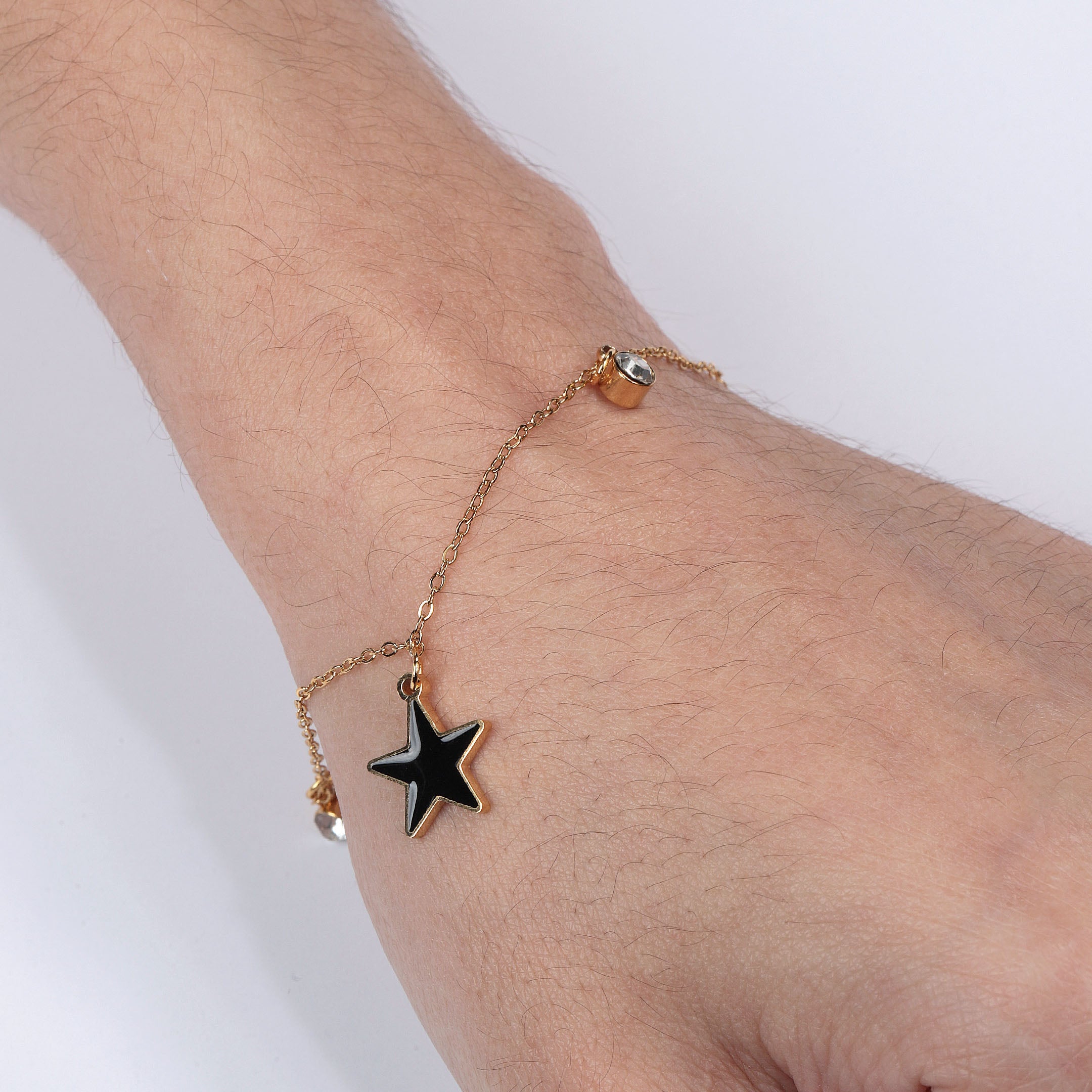Star & Rhinestone Charm Chain Bracelet