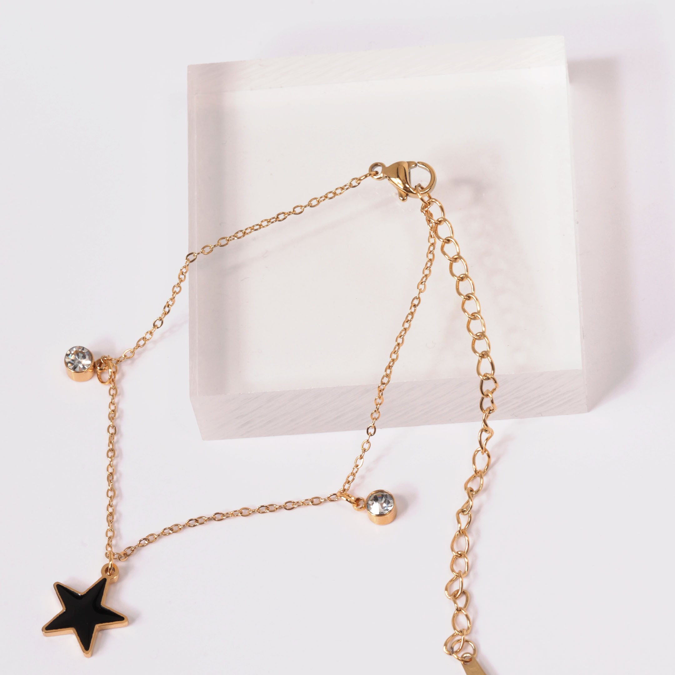 Star & Rhinestone Charm Chain Bracelet
