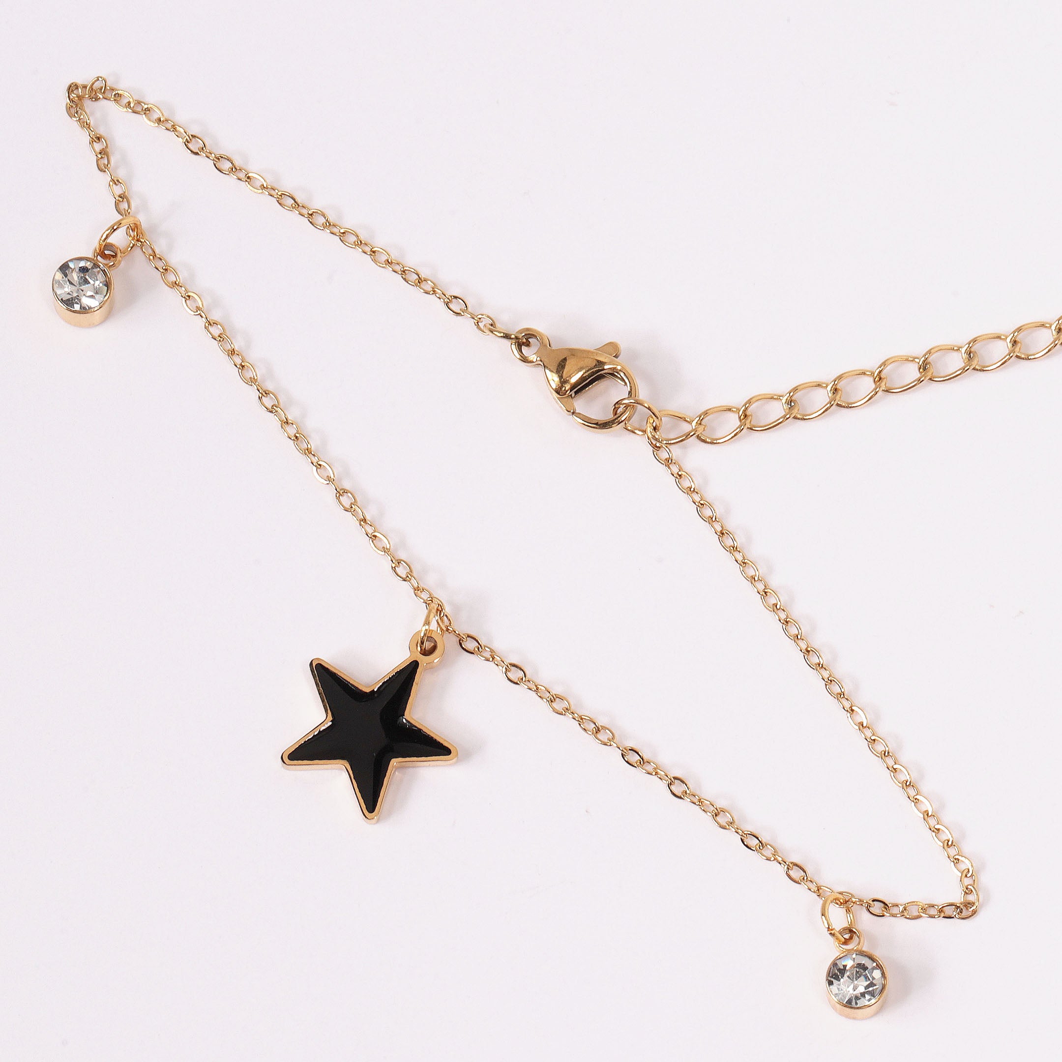Star & Rhinestone Charm Chain Bracelet