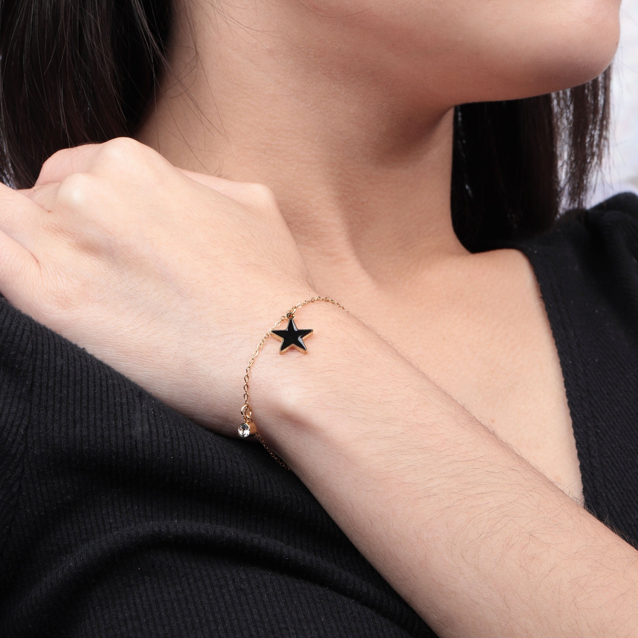 Star & Rhinestone Charm Chain Bracelet