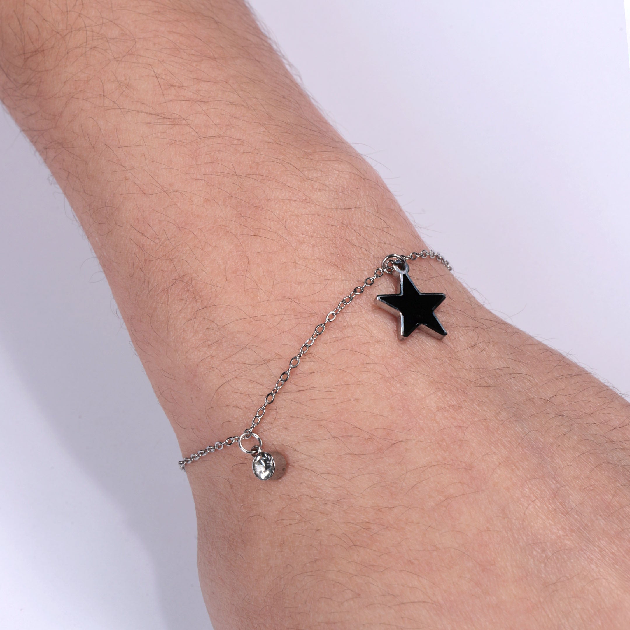 Star & Rhinestone Charm Chain Bracelet