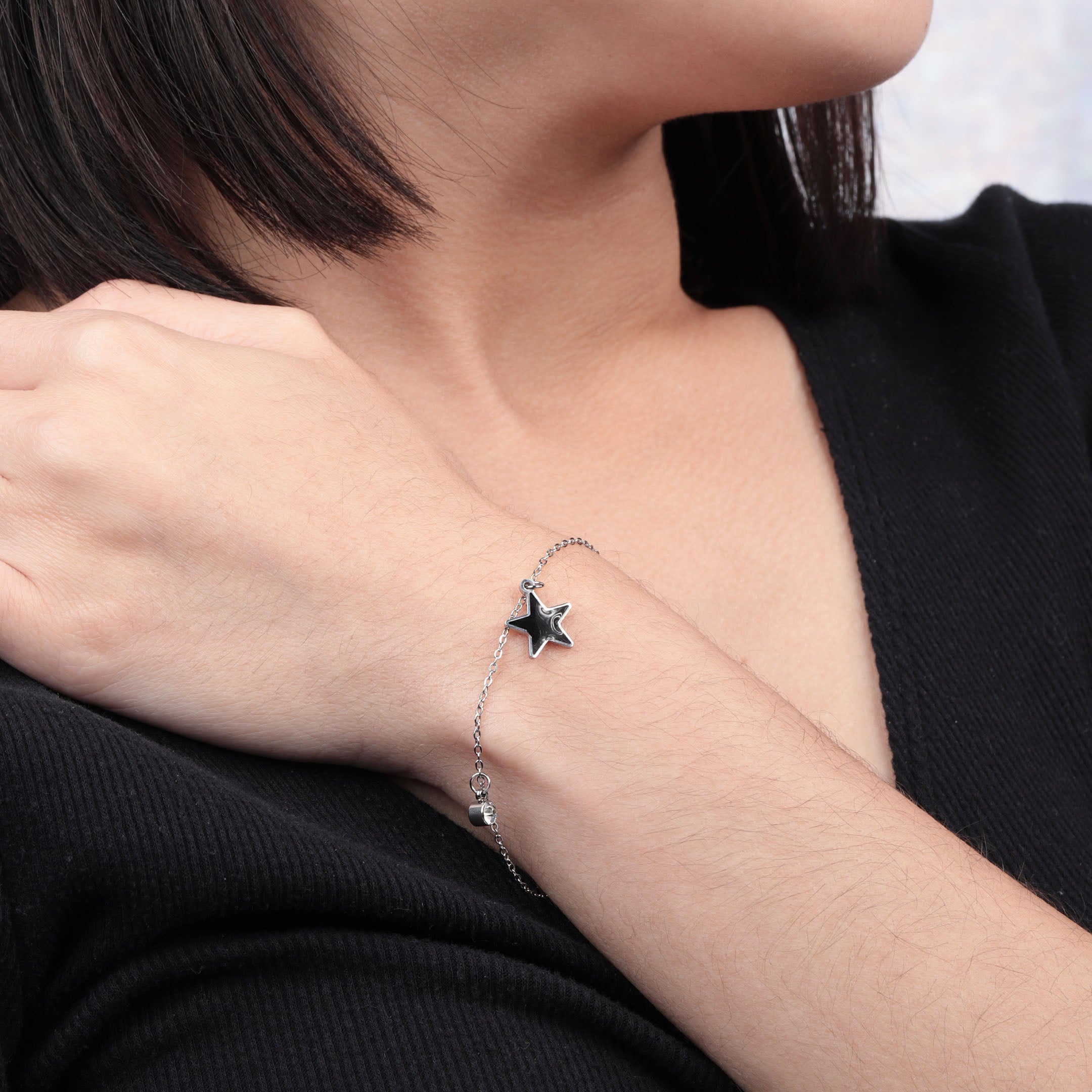 Star & Rhinestone Charm Chain Bracelet