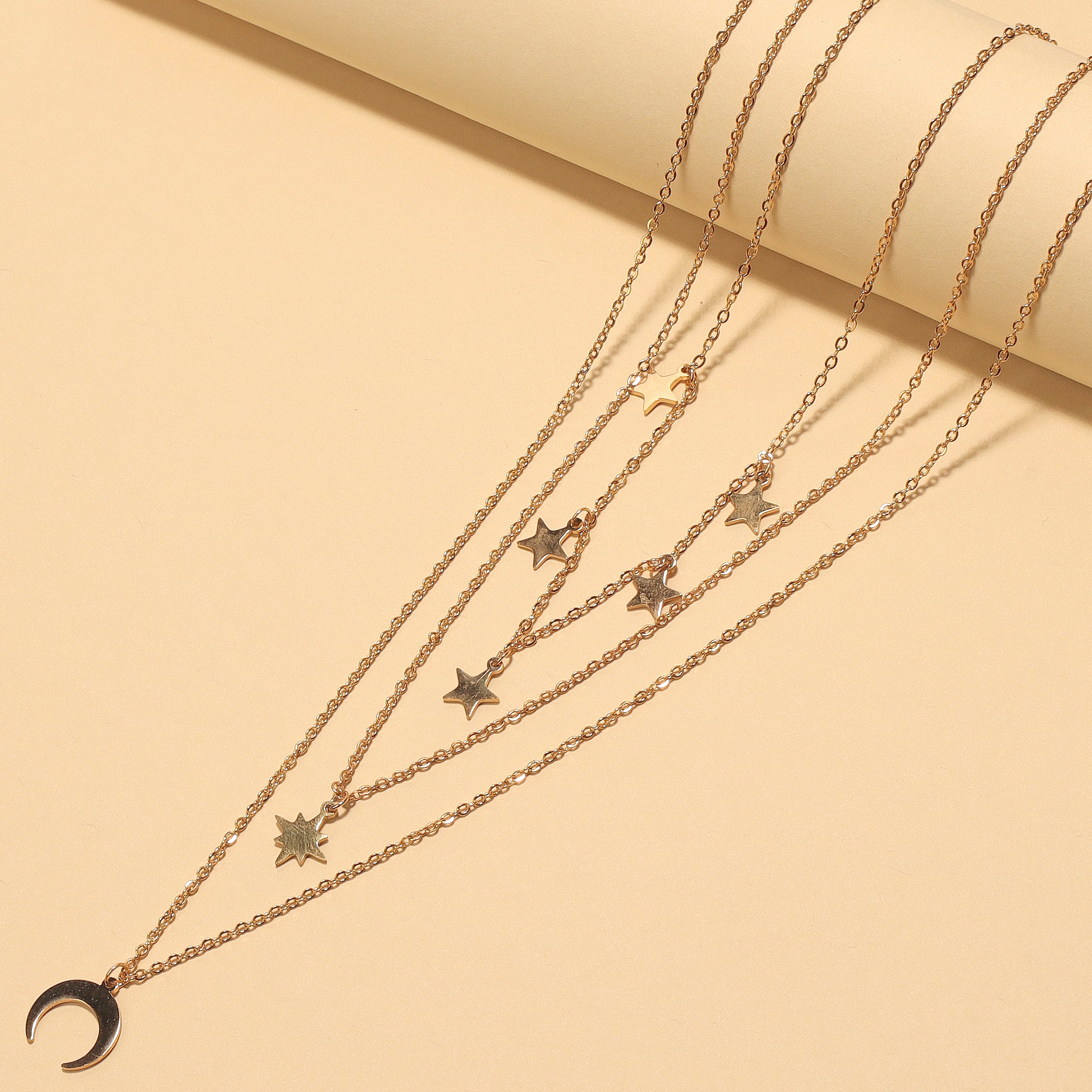Moon & Stars Charm Layered Necklace