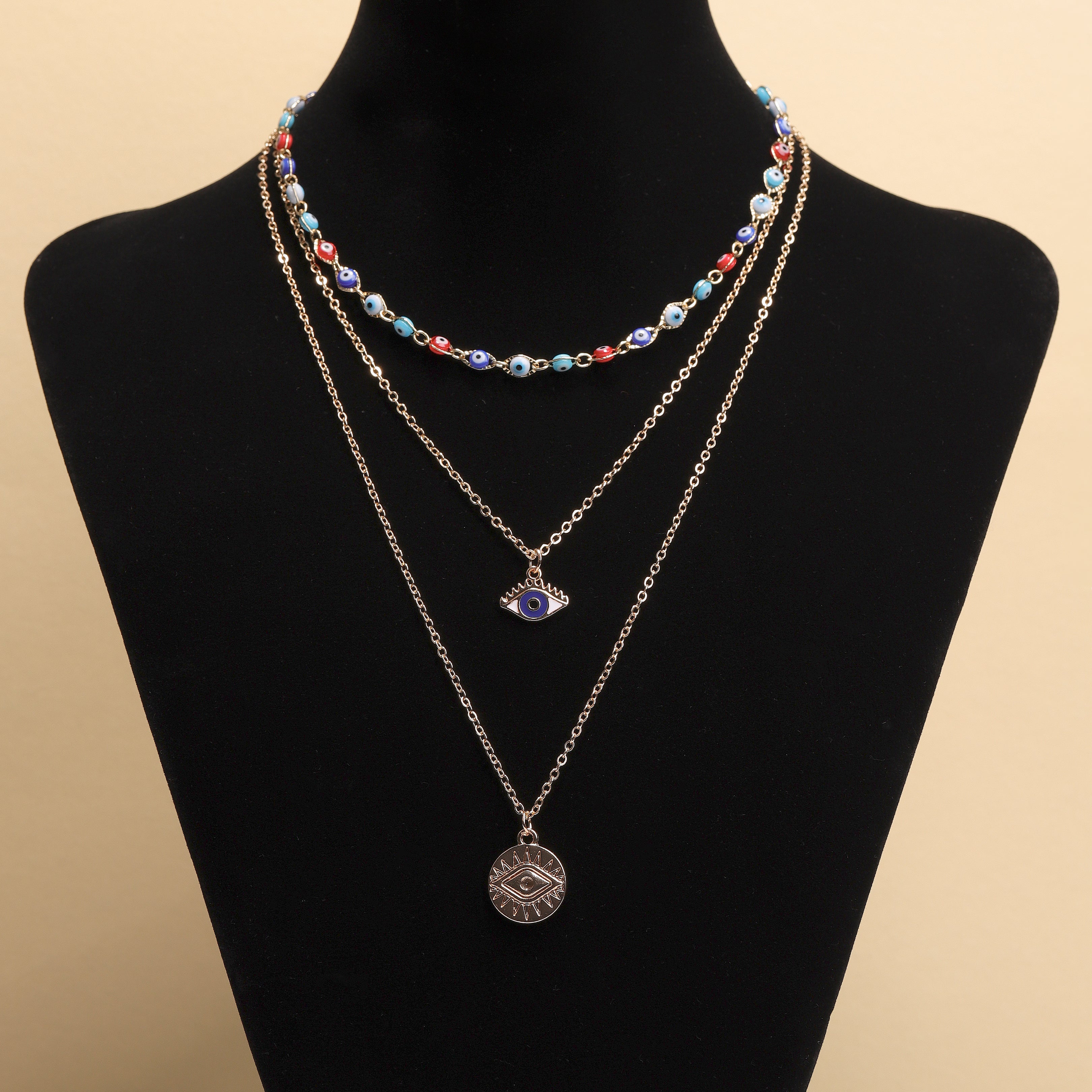 Evil Eye Charm Layered Necklace