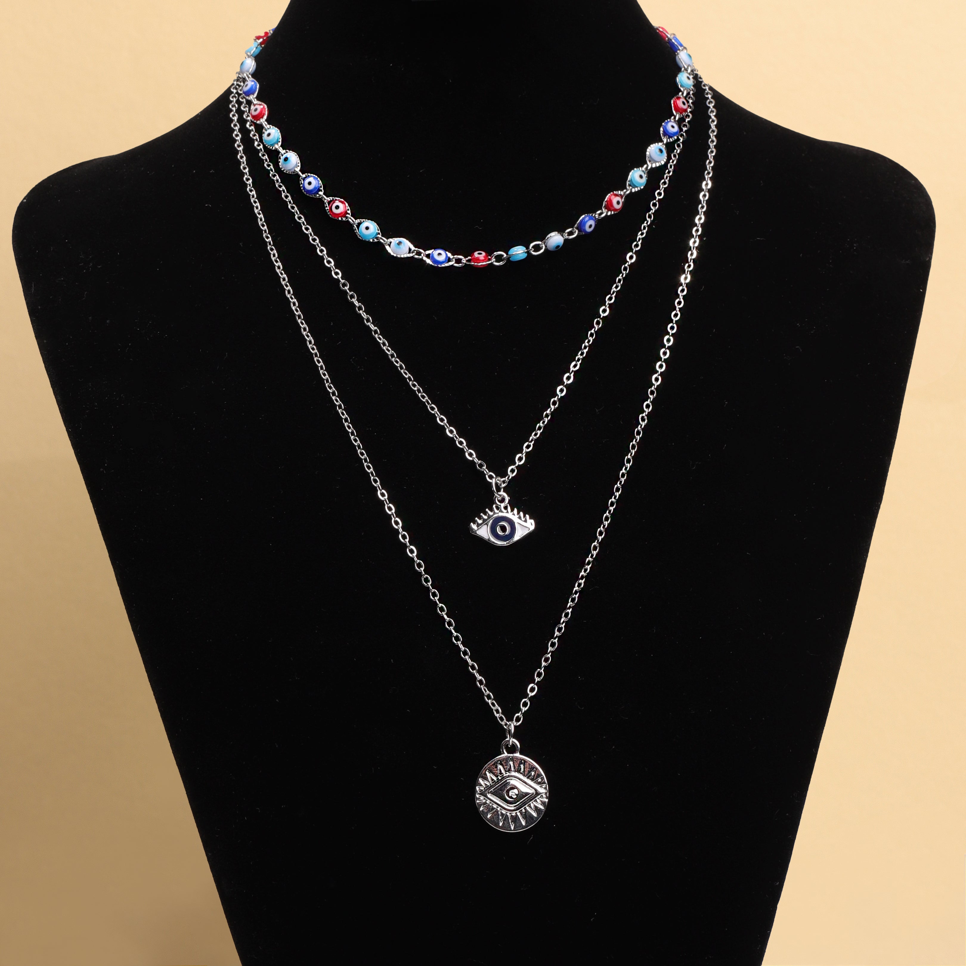Evil Eye Charm Layered Necklace