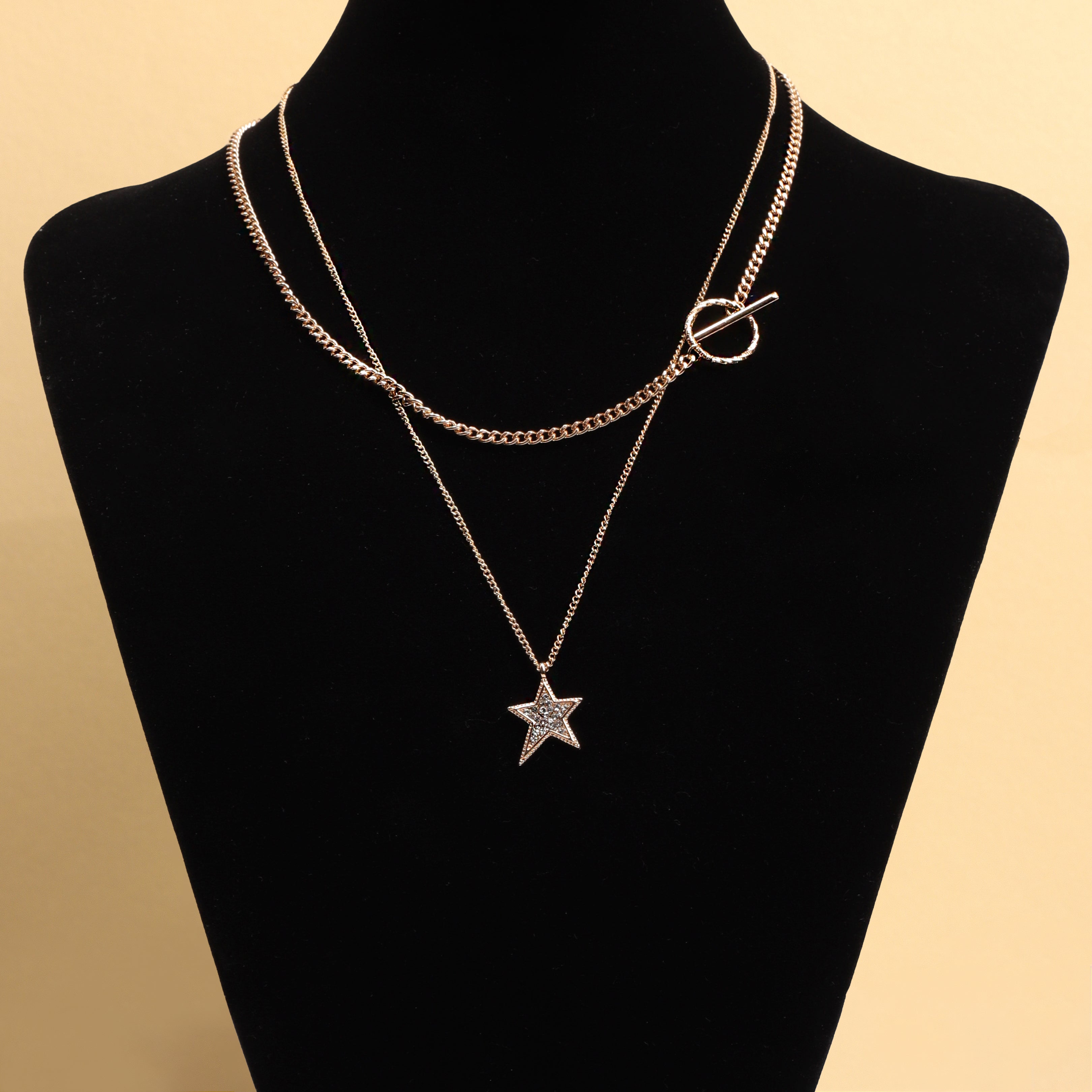 Star, Bar & Circle Charm Layered Necklace