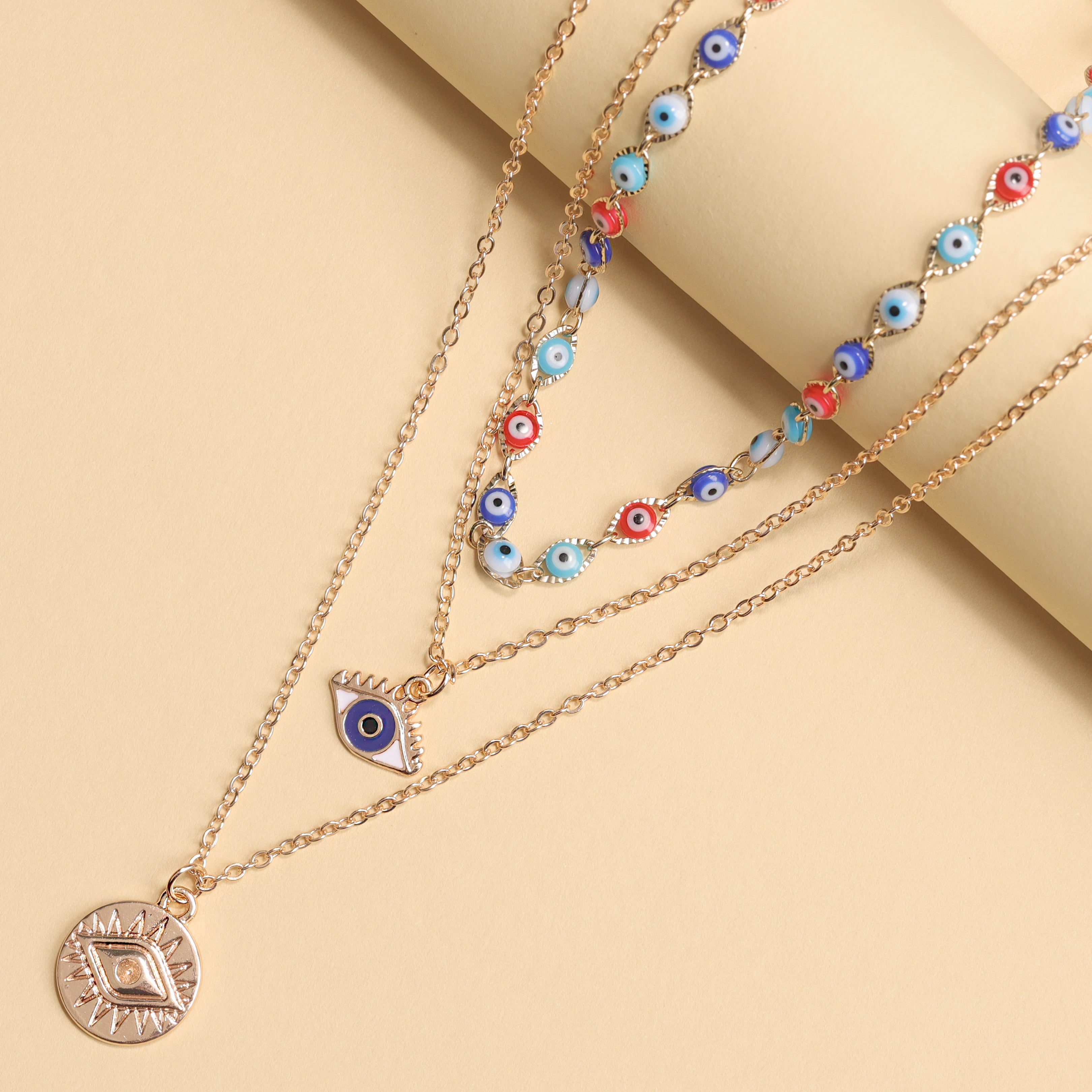 Evil Eye Charm Layered Necklace