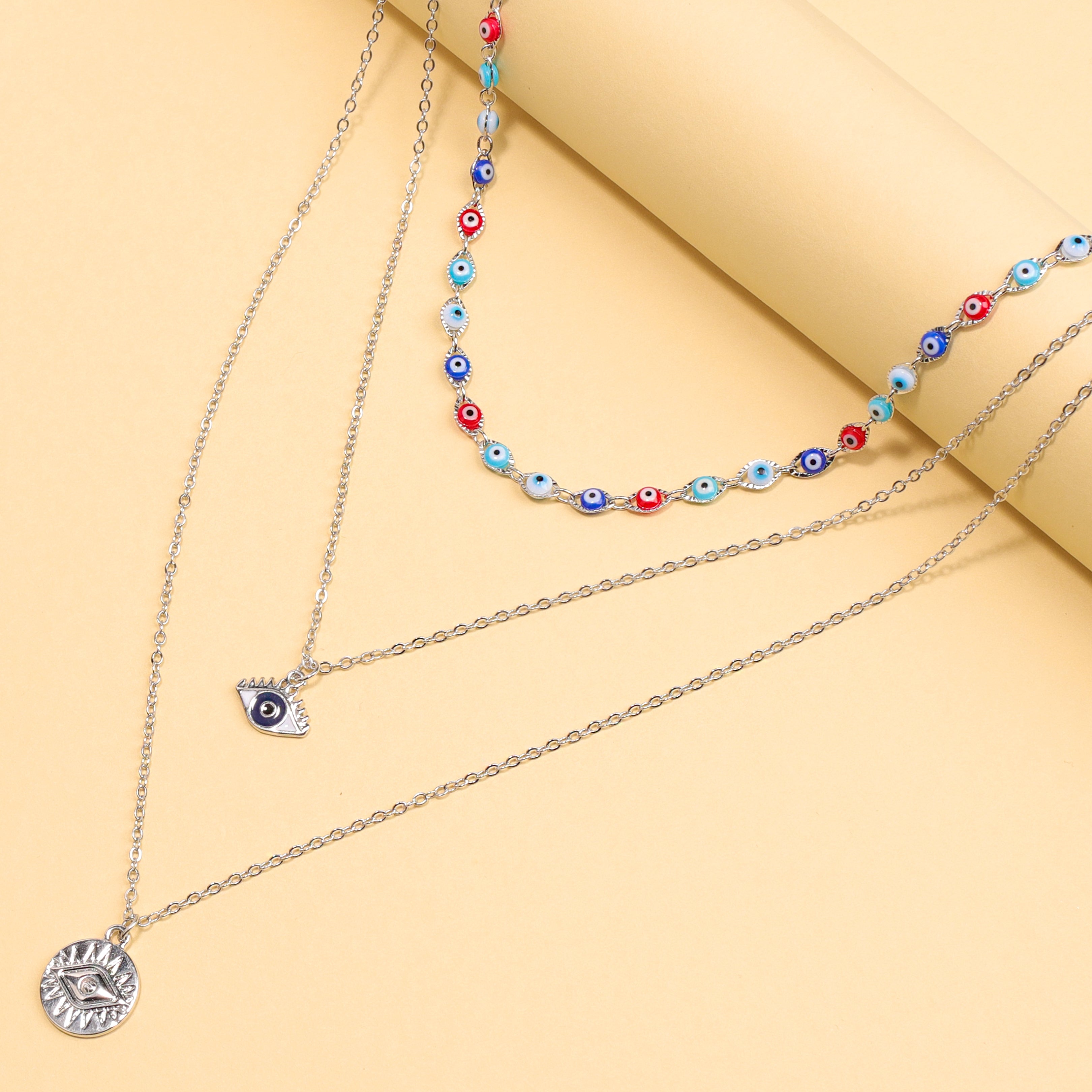 Evil Eye Charm Layered Necklace