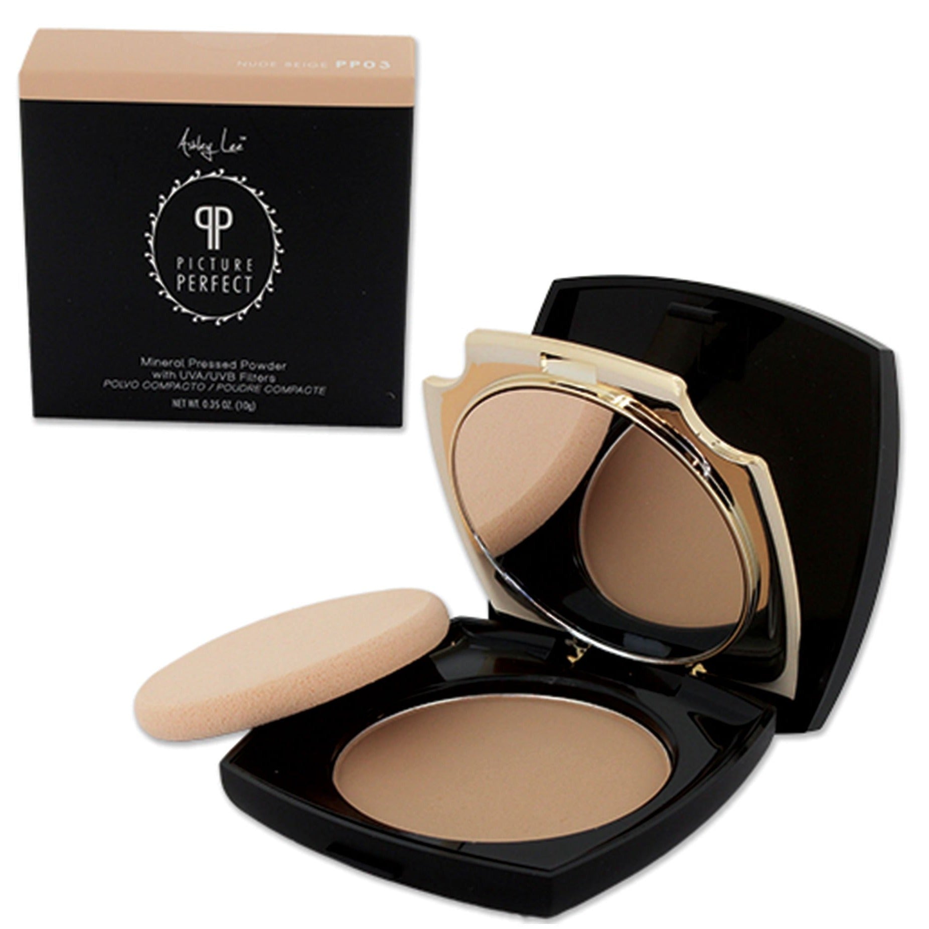 Nude Beige Mineral Pressed Powder Foundation Ashley Lee Cosmetics