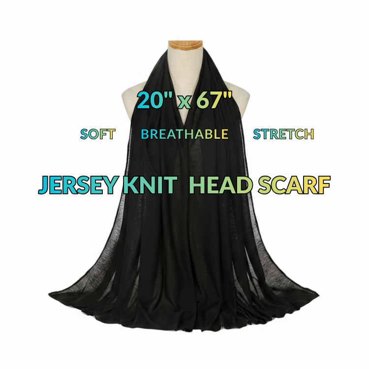 LQQKS Jersey Knit Stretch Head Wrap Scarf 20" x 67" (Magic Scarf) | No-Pin Turban for Natural Hair