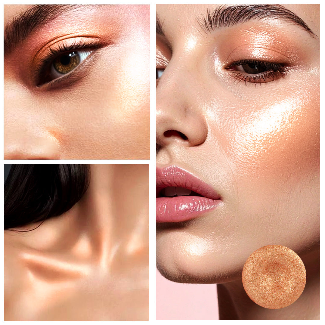 AMUSE Donut Glaze Highlighter Palette – 4 Shade Shimmer Glow Kit | Gold, Champagne & Bronze Radiant Finish