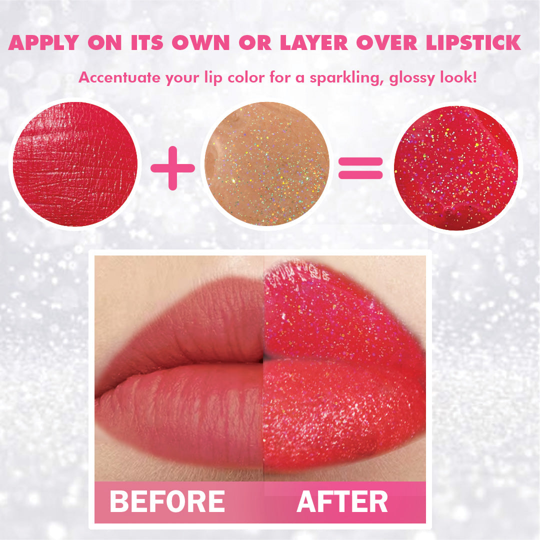 Glitter Lip Gloss - 6 Pack Hydrating, Glossy, Clear, Plumping, Oil Lip Gloss