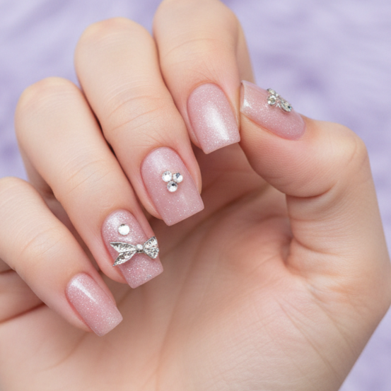 LQQKS Gel Press On Nails – 24 Pieces, Glossy Salon Finish, Easy Apply & Durable, with Glue & Nail File