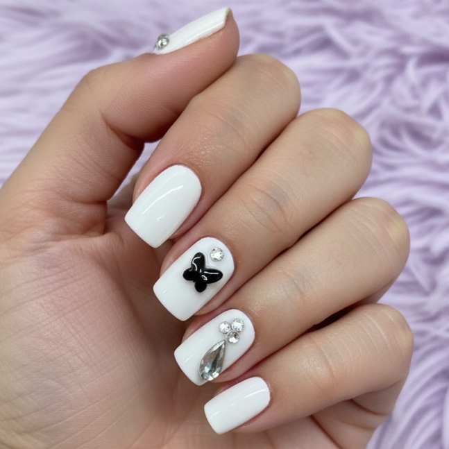 LQQKS Gel Press On Nails – 24 Pieces, Glossy Salon Finish, Easy Apply & Durable, with Glue & Nail File