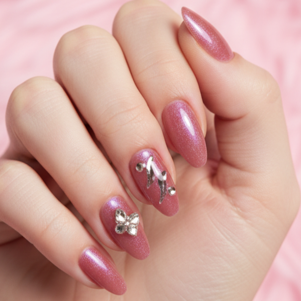 LQQKS Gel Press On Nails – 24 Pieces, Glossy Salon Finish, Easy Apply & Durable, with Glue & Nail File