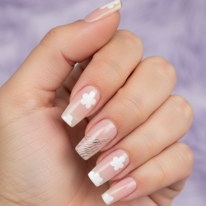 LQQKS Gel Press On Nails – 24 Pieces, Glossy Salon Finish, Easy Apply & Durable, with Glue & Nail File
