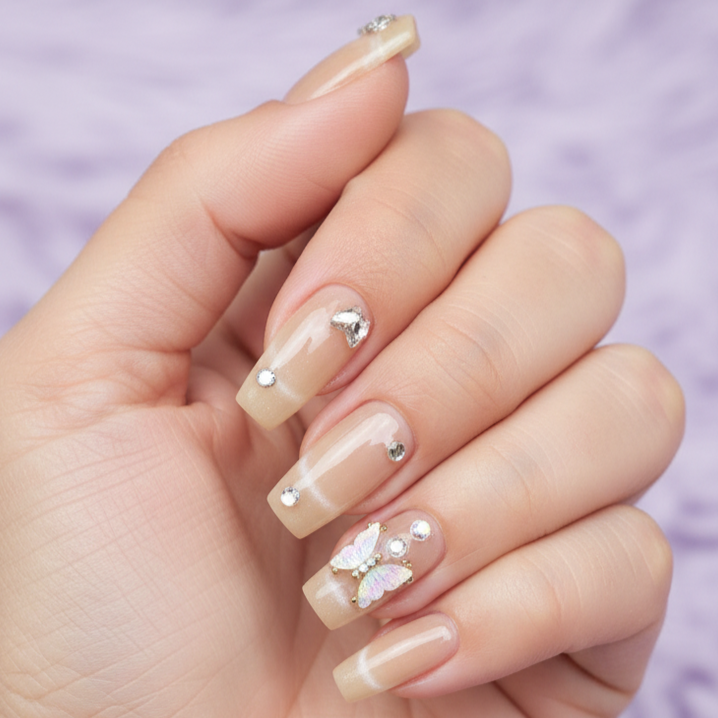 LQQKS Gel Press On Nails – 24 Pieces, Glossy Salon Finish, Easy Apply & Durable, with Glue & Nail File