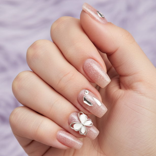 LQQKS Gel Press On Nails – 24 Pieces, Glossy Salon Finish, Easy Apply & Durable, with Glue & Nail File