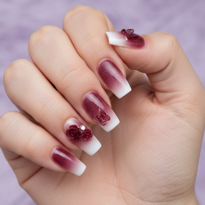 LQQKS Gel Press On Nails – 24 Pieces, Glossy Salon Finish, Easy Apply & Durable, with Glue & Nail File