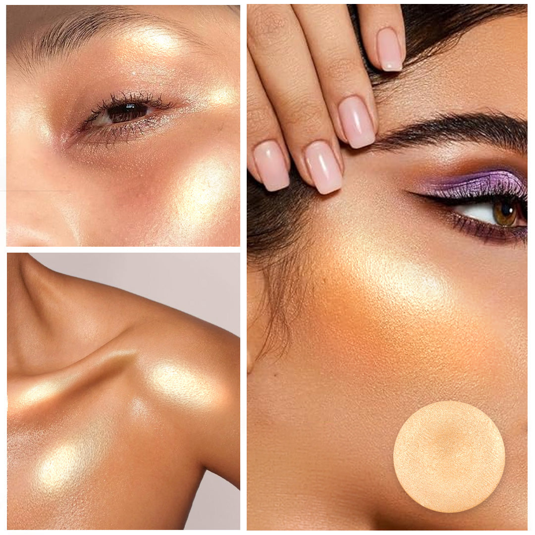 AMUSE Donut Glaze Highlighter Palette – 4 Shade Shimmer Glow Kit | Gold, Champagne & Bronze Radiant Finish