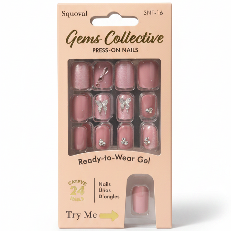 LQQKS Gel Press On Nails – 24 Pieces, Glossy Salon Finish, Easy Apply & Durable, with Glue & Nail File