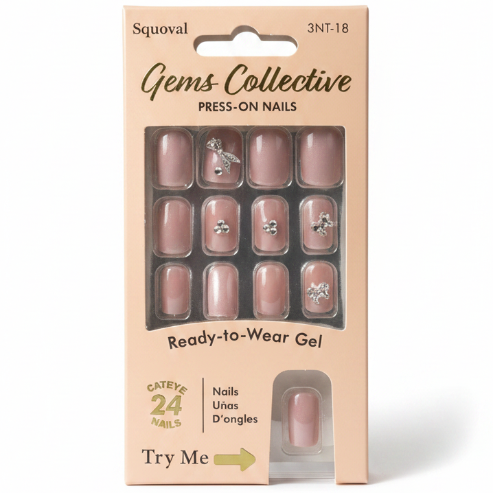 LQQKS Gel Press On Nails – 24 Pieces, Glossy Salon Finish, Easy Apply & Durable, with Glue & Nail File