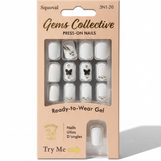LQQKS Gel Press On Nails – 24 Pieces, Glossy Salon Finish, Easy Apply & Durable, with Glue & Nail File