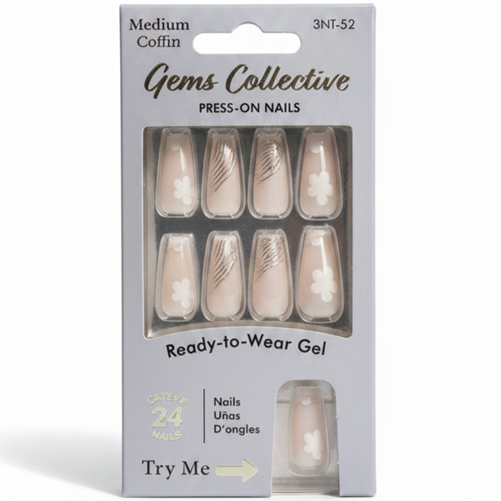 LQQKS Gel Press On Nails – 24 Pieces, Glossy Salon Finish, Easy Apply & Durable, with Glue & Nail File