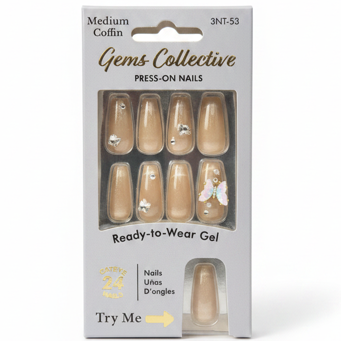 LQQKS Gel Press On Nails – 24 Pieces, Glossy Salon Finish, Easy Apply & Durable, with Glue & Nail File
