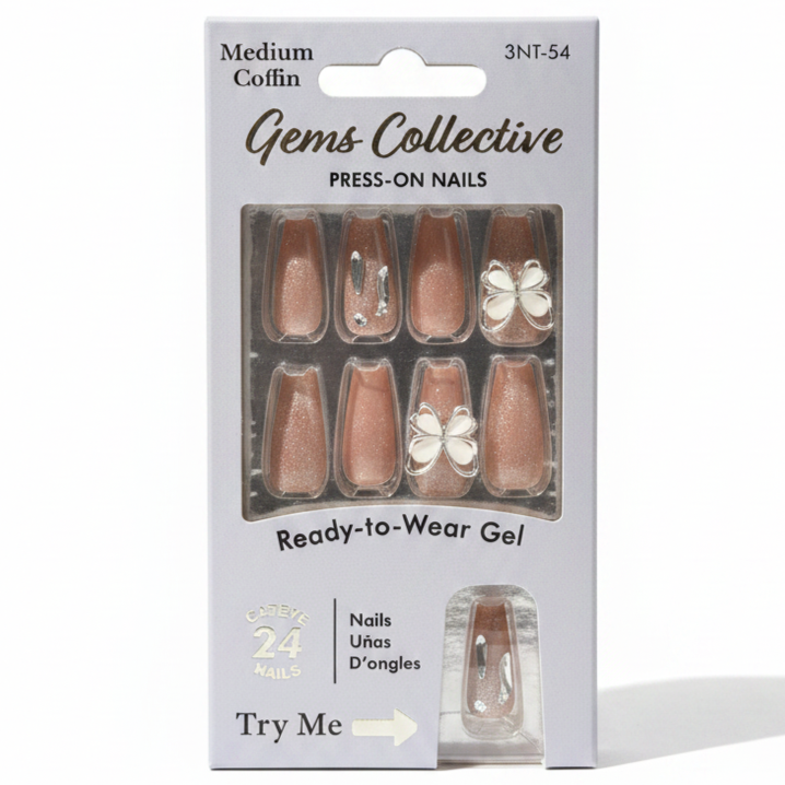 LQQKS Gel Press On Nails – 24 Pieces, Glossy Salon Finish, Easy Apply & Durable, with Glue & Nail File