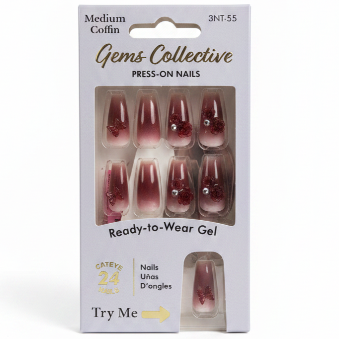 LQQKS Gel Press On Nails – 24 Pieces, Glossy Salon Finish, Easy Apply & Durable, with Glue & Nail File