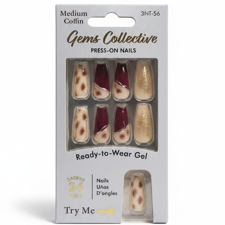 LQQKS Gel Press On Nails – 24 Pieces, Glossy Salon Finish, Easy Apply & Durable, with Glue & Nail File