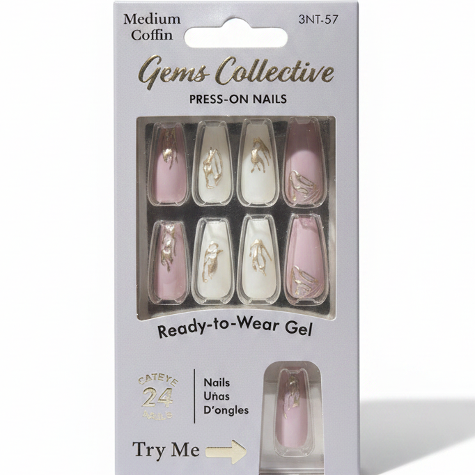 LQQKS Gel Press On Nails – 24 Pieces, Glossy Salon Finish, Easy Apply & Durable, with Glue & Nail File