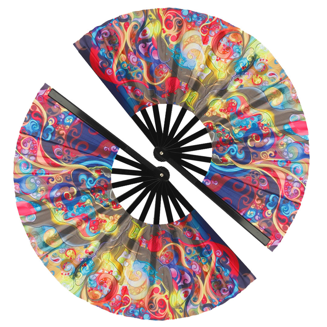 2 Pack Large Folding Clack Fan – Loud Snap Hand Fan for Line Dance, Rave, Festival, Performance, Cosplay, Costume & Cooling