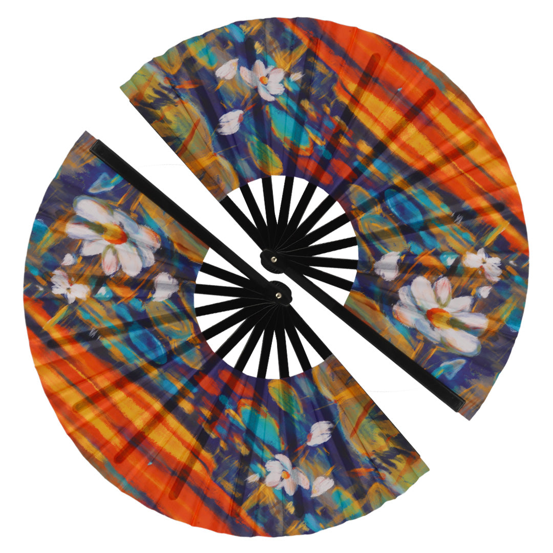 2 Pack Large Folding Clack Fan – Loud Snap Hand Fan for Line Dance, Rave, Festival, Performance, Cosplay, Costume & Cooling