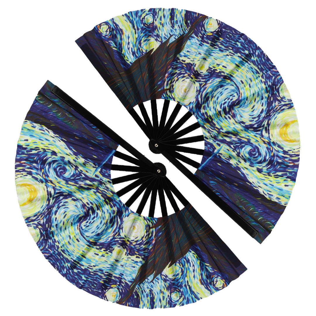 2 Pack Large Folding Clack Fan – Loud Snap Hand Fan for Line Dance, Rave, Festival, Performance, Cosplay, Costume & Cooling
