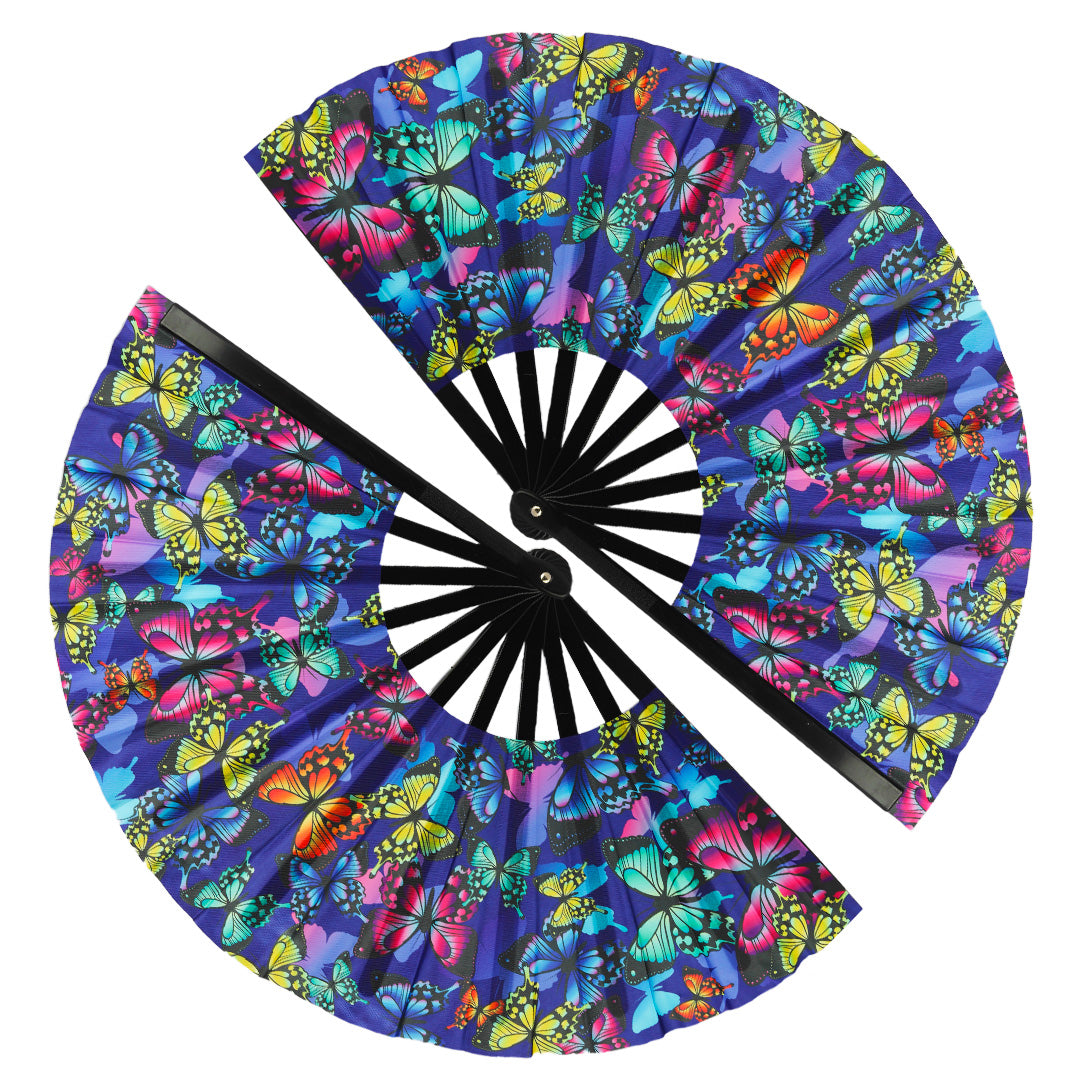 2 Pack Large Folding Clack Fan – Loud Snap Hand Fan for Line Dance, Rave, Festival, Performance, Cosplay, Costume & Cooling