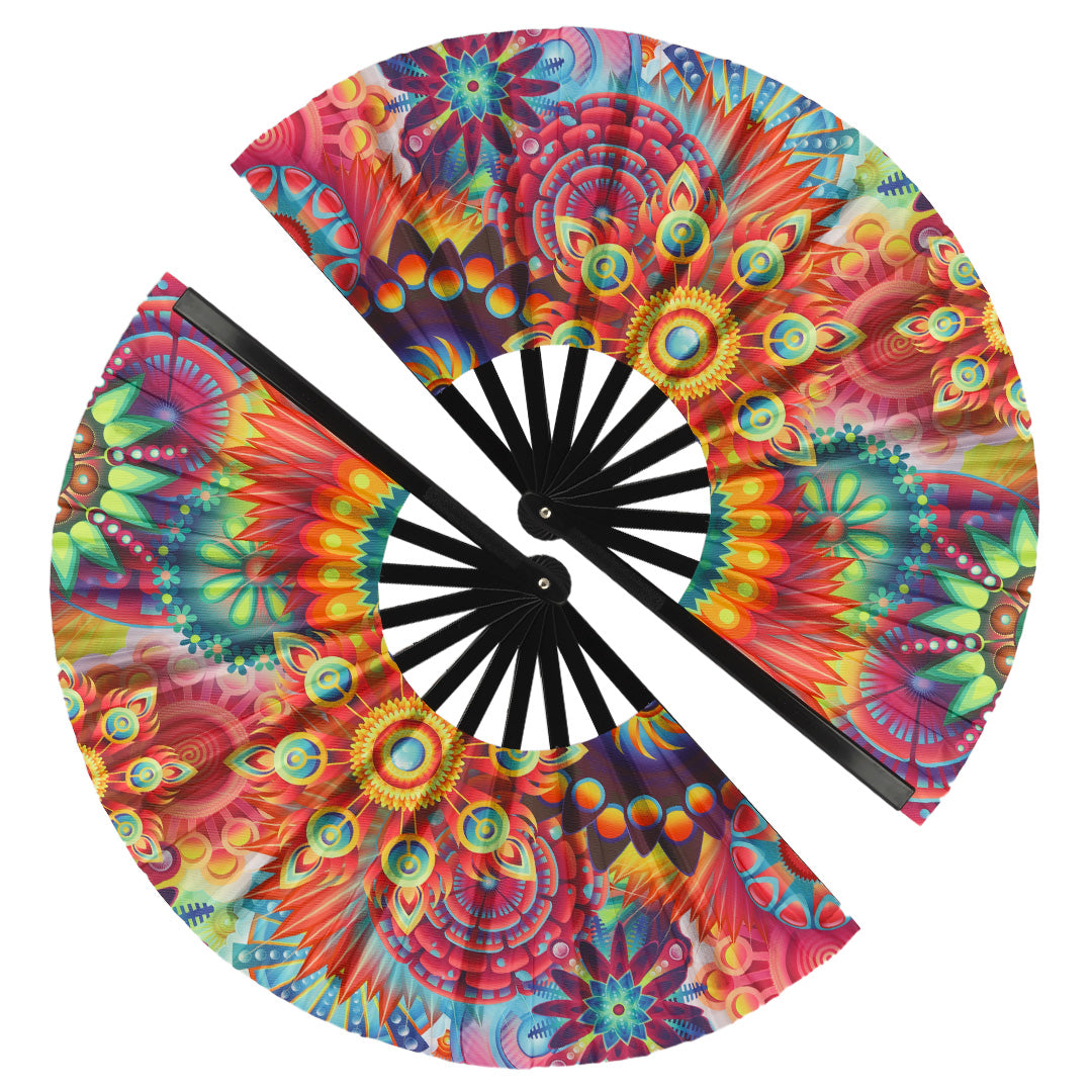 2 Pack Large Folding Clack Fan – Loud Snap Hand Fan for Line Dance, Rave, Festival, Performance, Cosplay, Costume & Cooling