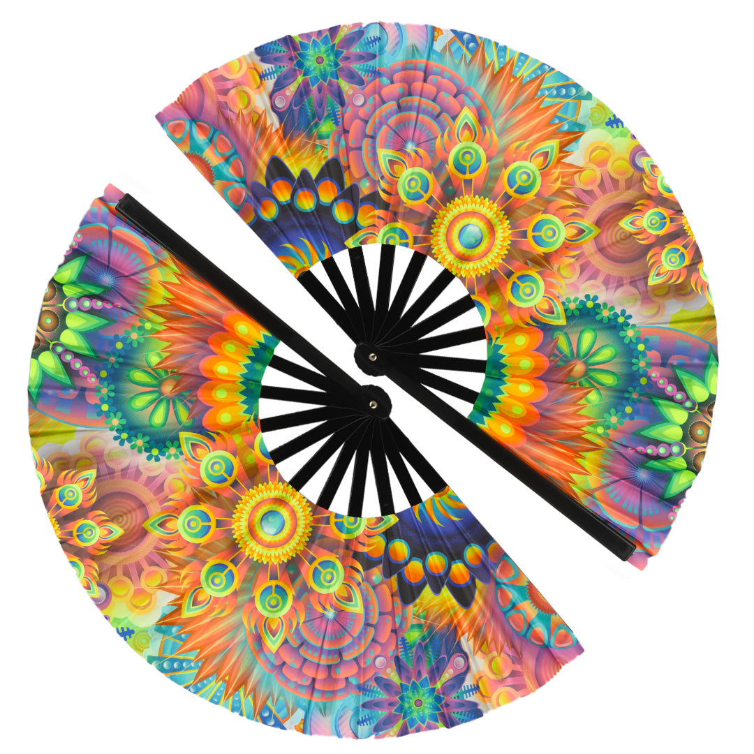 2 Pack Large Folding Clack Fan – Loud Snap Hand Fan for Line Dance, Rave, Festival, Performance, Cosplay, Costume & Cooling