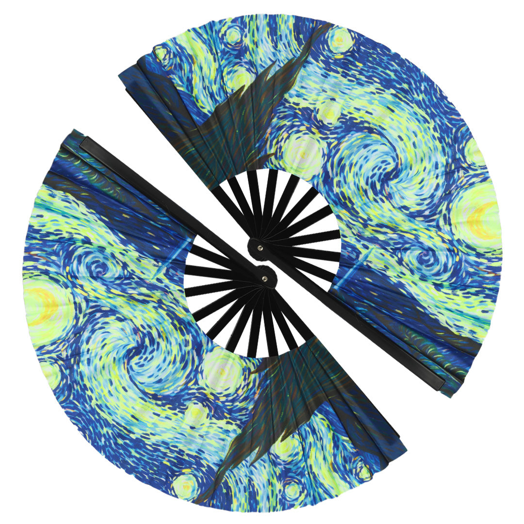 2 Pack Large Folding Clack Fan – Loud Snap Hand Fan for Line Dance, Rave, Festival, Performance, Cosplay, Costume & Cooling