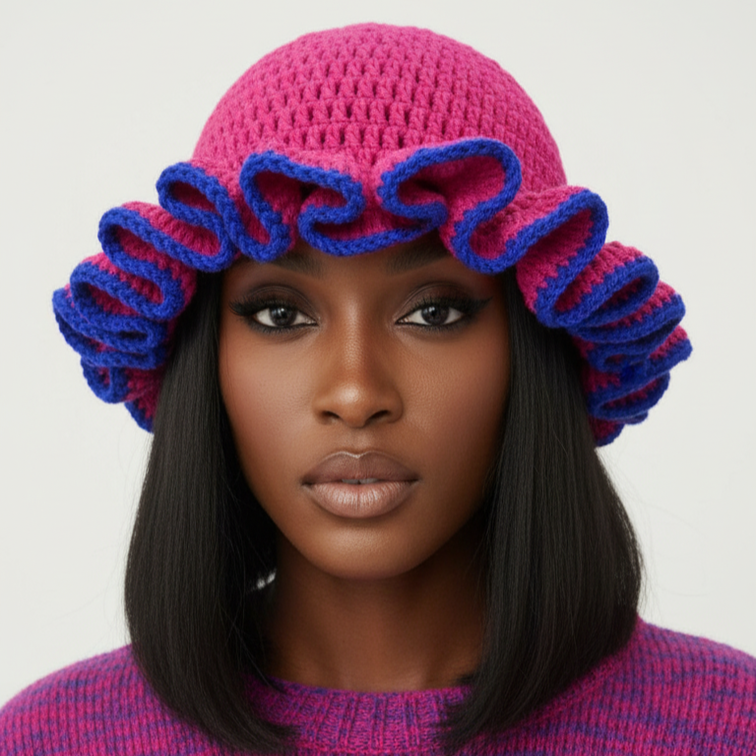 Women's Crochet Bucket Hat – Knitted Boho Fisherman Hat, Foldable Fashion Bucket Cap for Travel, Festivals & Everyday Wear