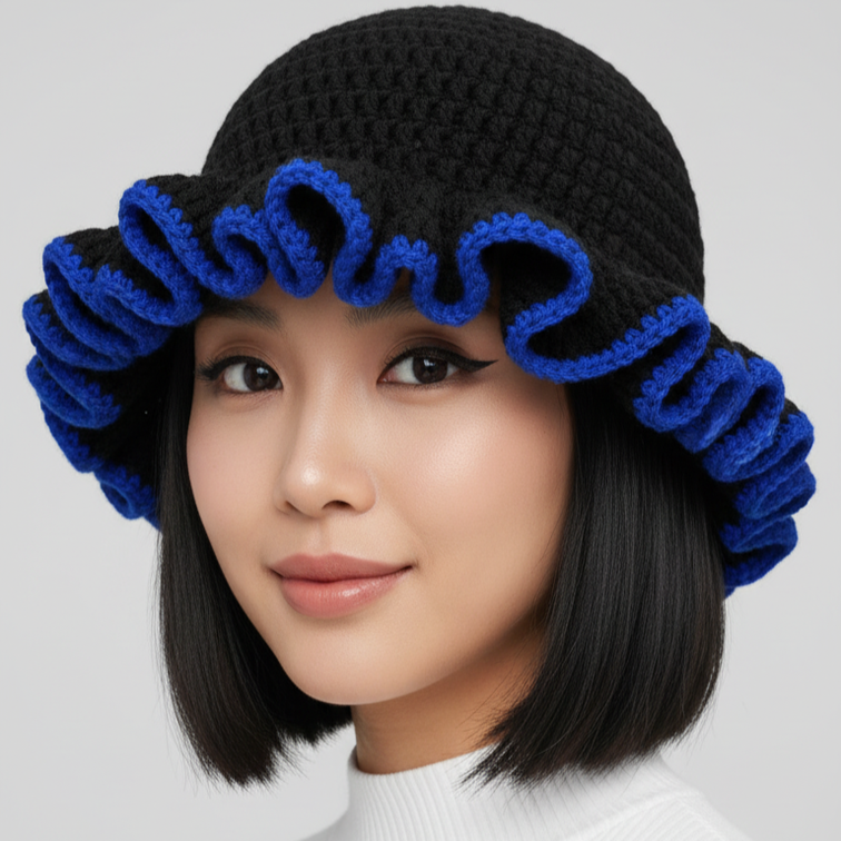 Women's Crochet Bucket Hat – Knitted Boho Fisherman Hat, Foldable Fashion Bucket Cap for Travel, Festivals & Everyday Wear