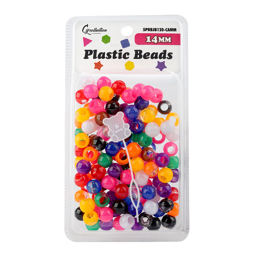 Plastic Hair Beads – Large Pack 120 pcs 14mm, Glossy Styling Beads for Braids, Twists, Crafts, Girls & Women, Classic Braiding Accessories with Braiding Tool