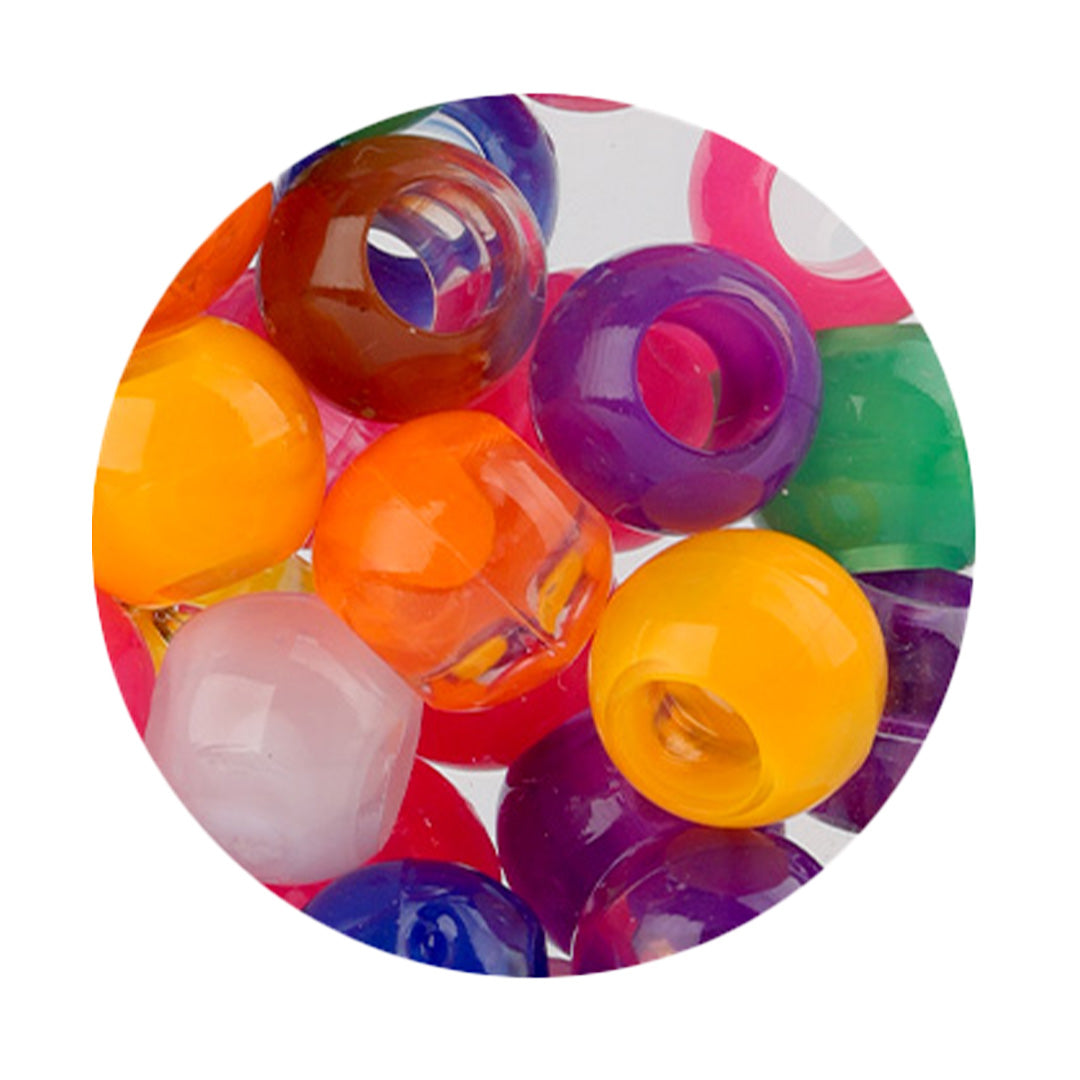 Plastic Hair Beads – Large Pack 120 pcs 14mm, Glossy Styling Beads for Braids, Twists, Crafts, Girls & Women, Classic Braiding Accessories with Braiding Tool