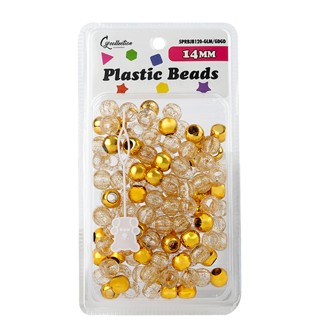 Plastic Hair Beads – Large Pack 120 pcs 14mm, Glossy Styling Beads for Braids, Twists, Crafts, Girls & Women, Classic Braiding Accessories with Braiding Tool