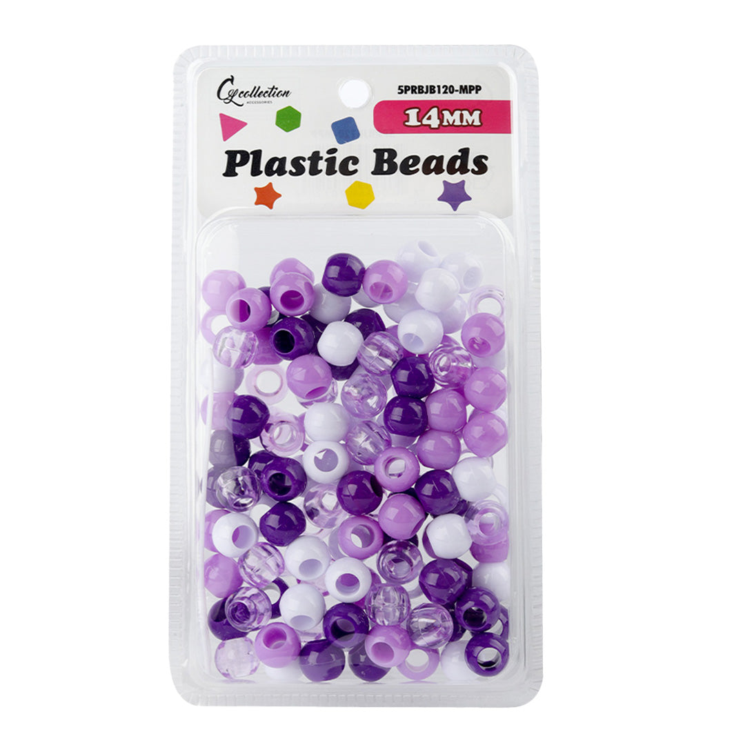 Plastic Hair Beads – Large Pack 120 pcs 14mm, Glossy Styling Beads for Braids, Twists, Crafts, Girls & Women, Classic Braiding Accessories with Braiding Tool