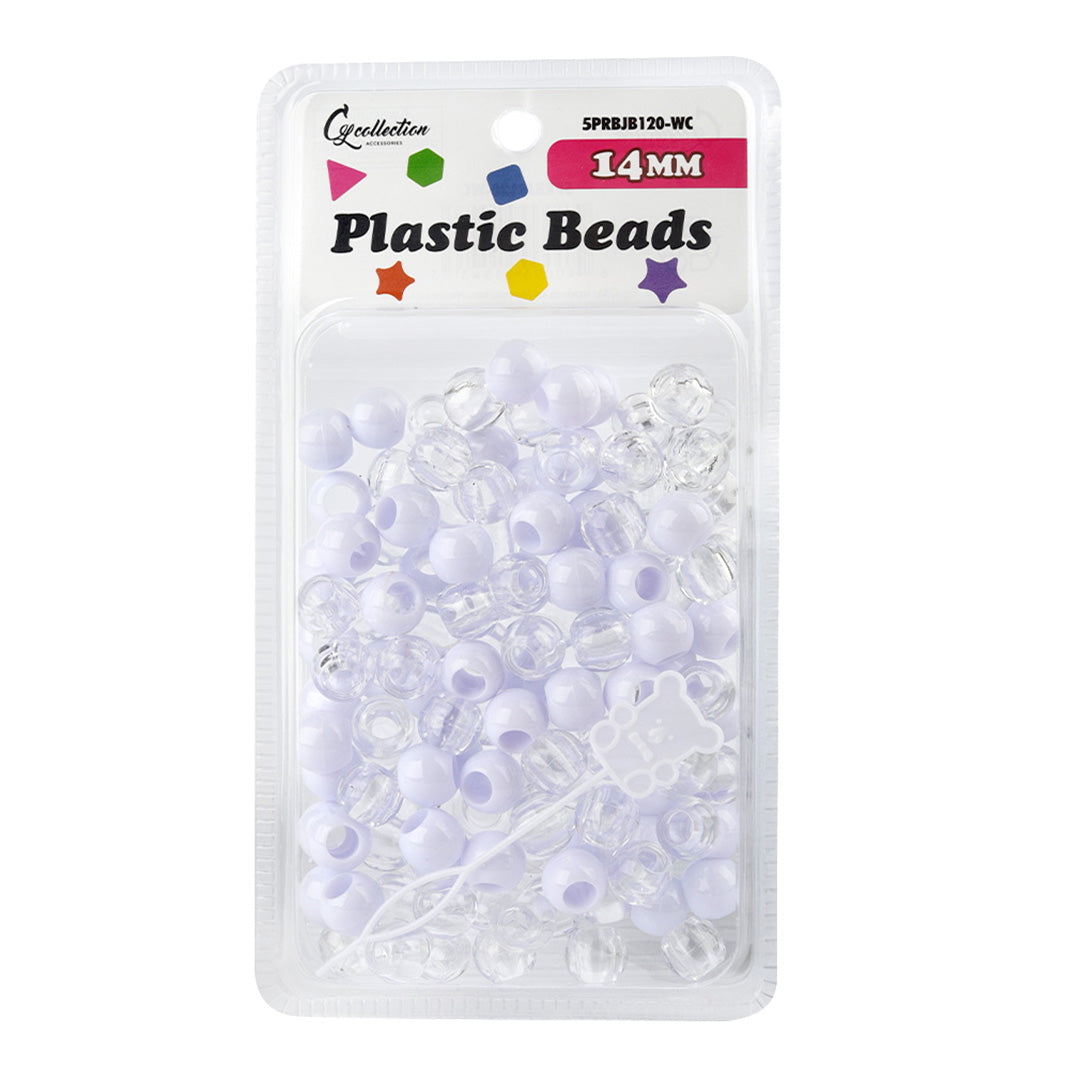 Plastic Hair Beads – Large Pack 120 pcs 14mm, Glossy Styling Beads for Braids, Twists, Crafts, Girls & Women, Classic Braiding Accessories with Braiding Tool