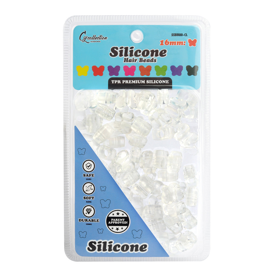 Butterfly Shaped Silicone Hair Beads – 1 Pack, 80 PCS 16mm, Soft & Flexible, Noiseless, Painless Hair Accessories for Women & Girls Stylish Braiding