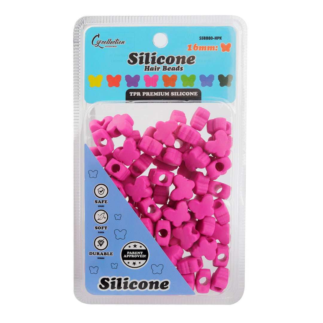 Butterfly Shaped Silicone Hair Beads – 1 Pack, 80 PCS 16mm, Soft & Flexible, Noiseless, Painless Hair Accessories for Women & Girls Stylish Braiding